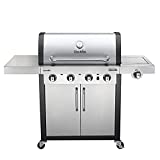 Char-Broil Professional Series 4400 S - Barbacoa a gas de 4 quemadores con tecnología TRU-Infrared y fuego lateral, acabado en acero inoxidable